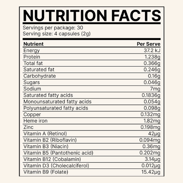 Organic Grass Fed Beef Organ Capsules