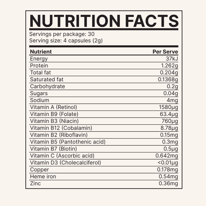 Certified Organic Grass Fed Beef Liver Capsules